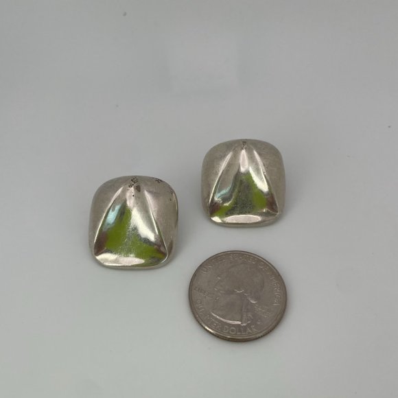 Vintage Sterling Silver Abstract Earrings 1980’s - Picture 2 of 5